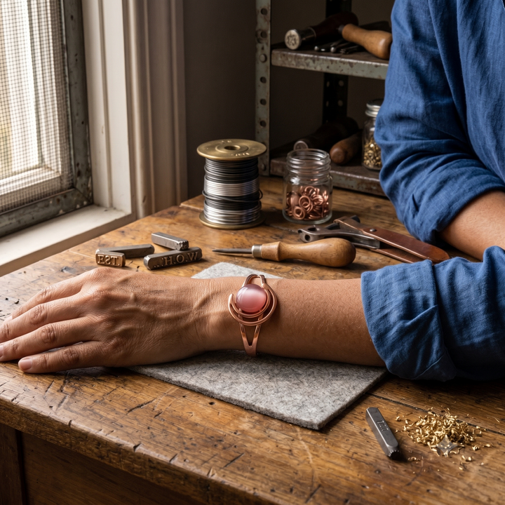 Bracelet en cuivre avec grenat