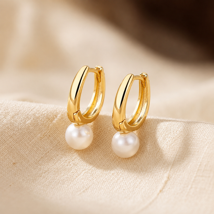 Golden Beaded Hoop Earrings