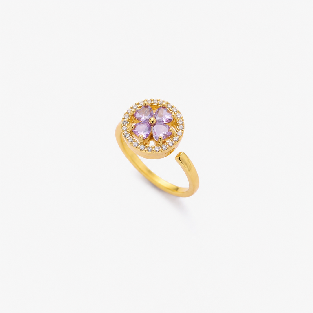 Bague Florale en Or et Saphir