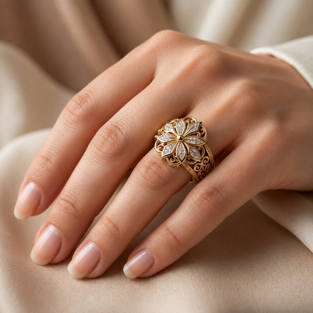 Bague Déclaration Or Fleurissante