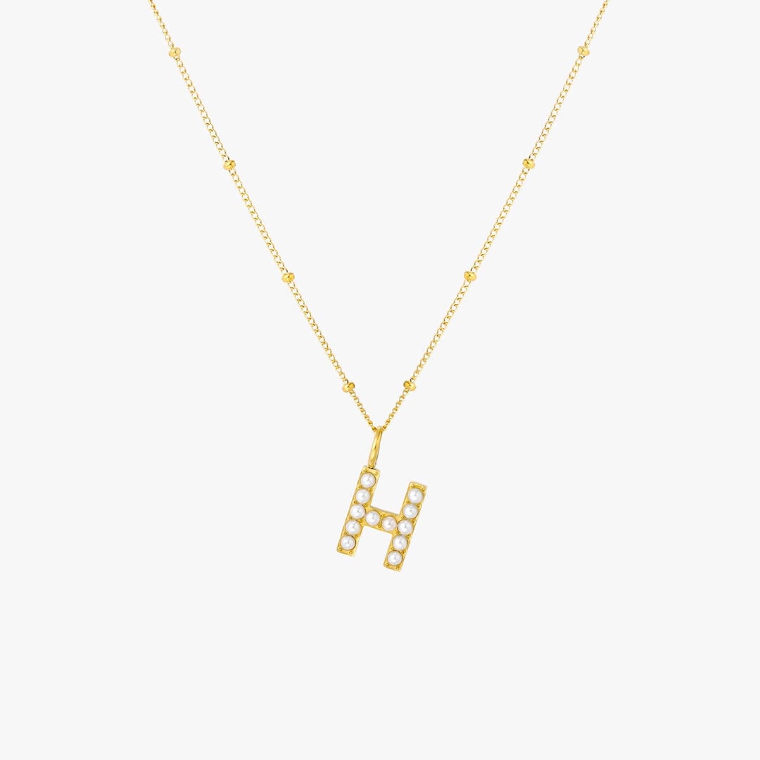 Collier Pendentif Initial en Perles