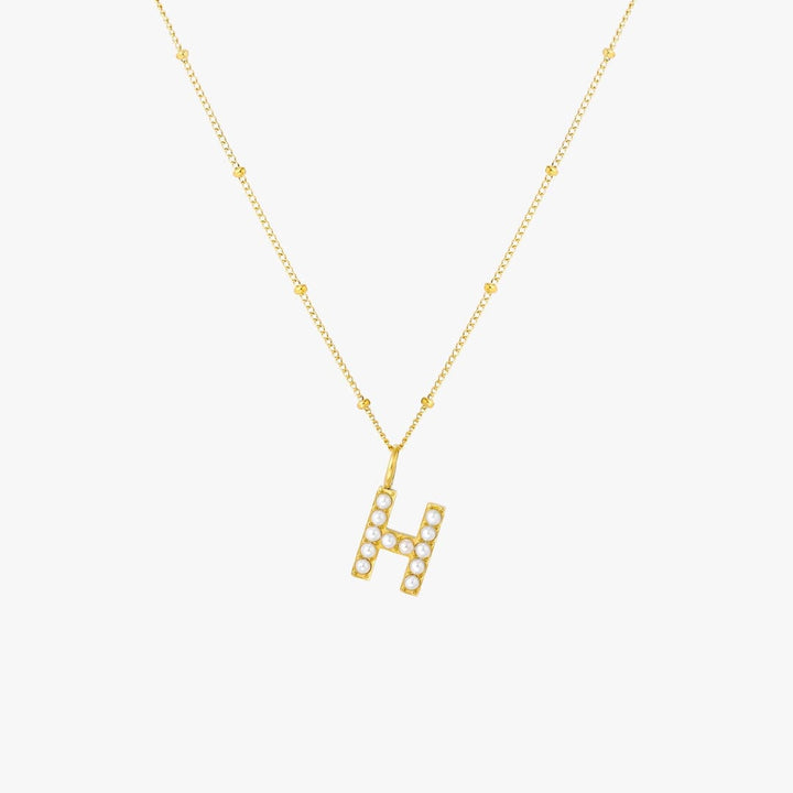 Collier Pendentif Initial en Perles