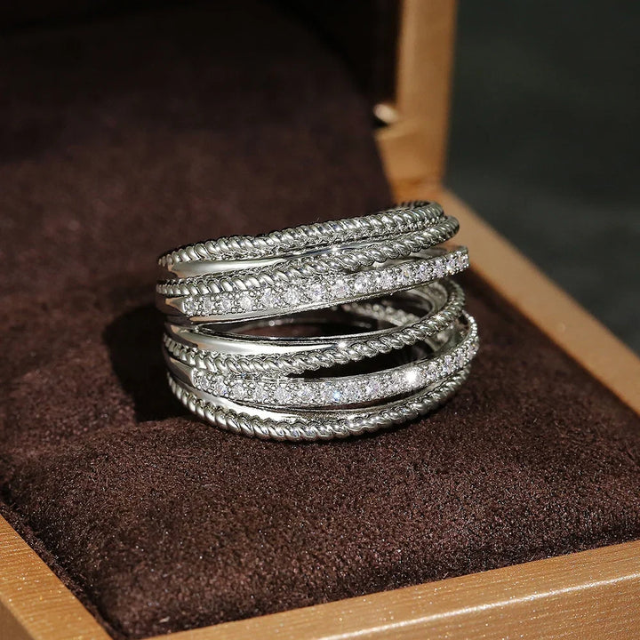 Bague Déclaration en Cristaux Entrelacés