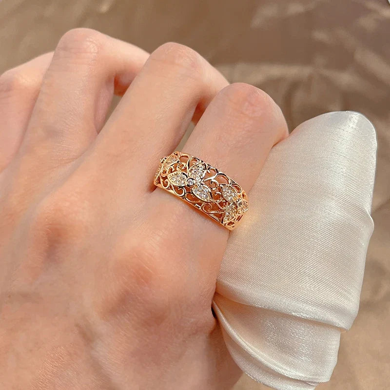 Bague Florale en Zirconium de Luxe