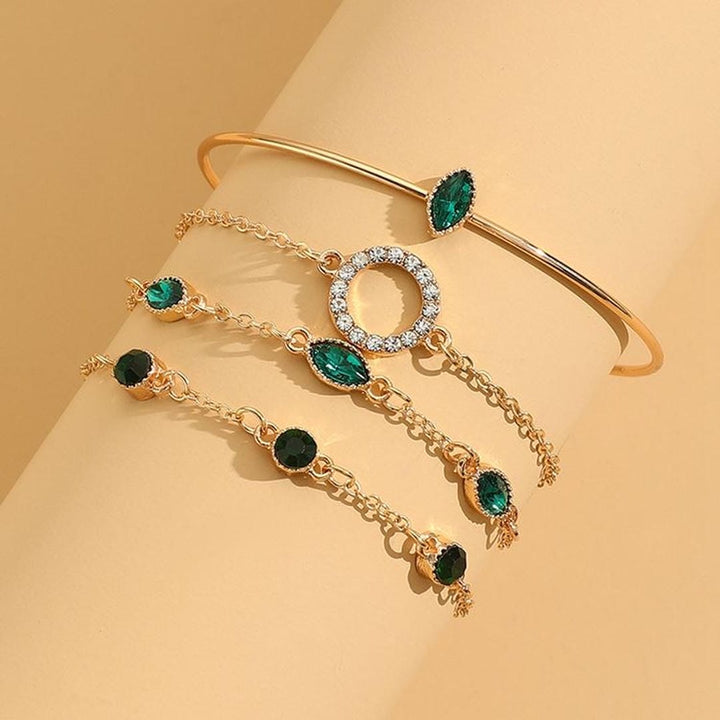 Ensemble de Bracelets en Or avec Cristaux Émeraude