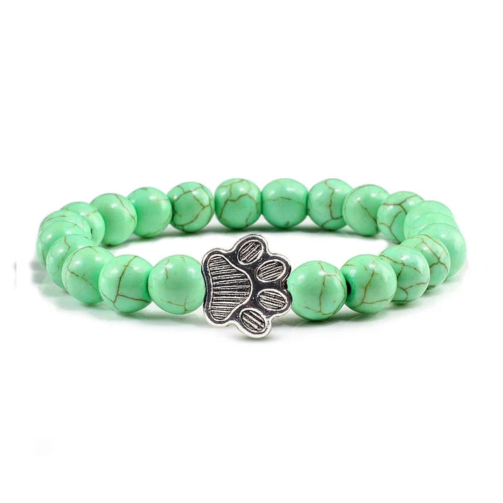 Beaded Paw Bracelet – Natural Stone Design