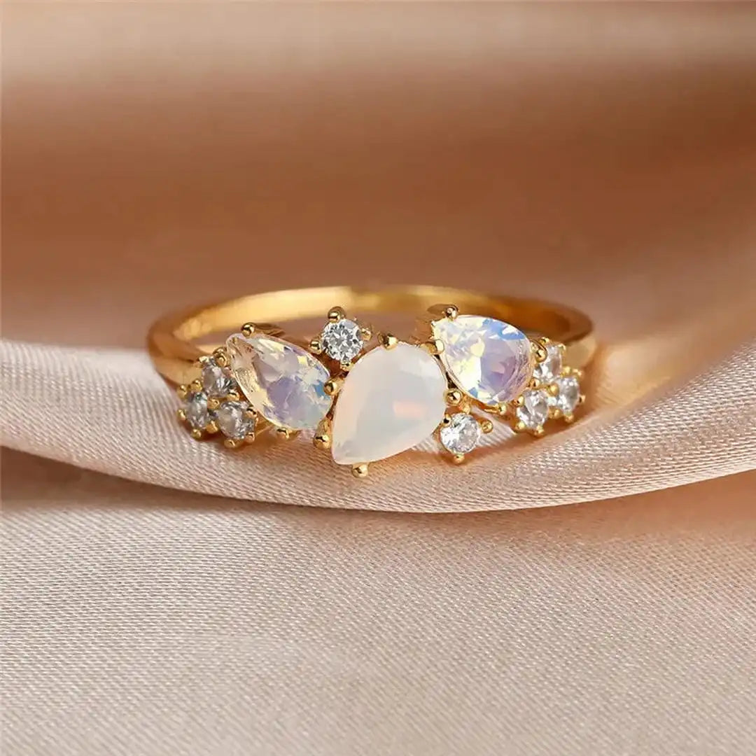Bague Vintage en Pierre de Lune Plaquée Or