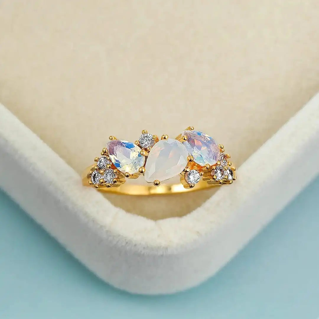 Bague Vintage en Pierre de Lune Plaquée Or