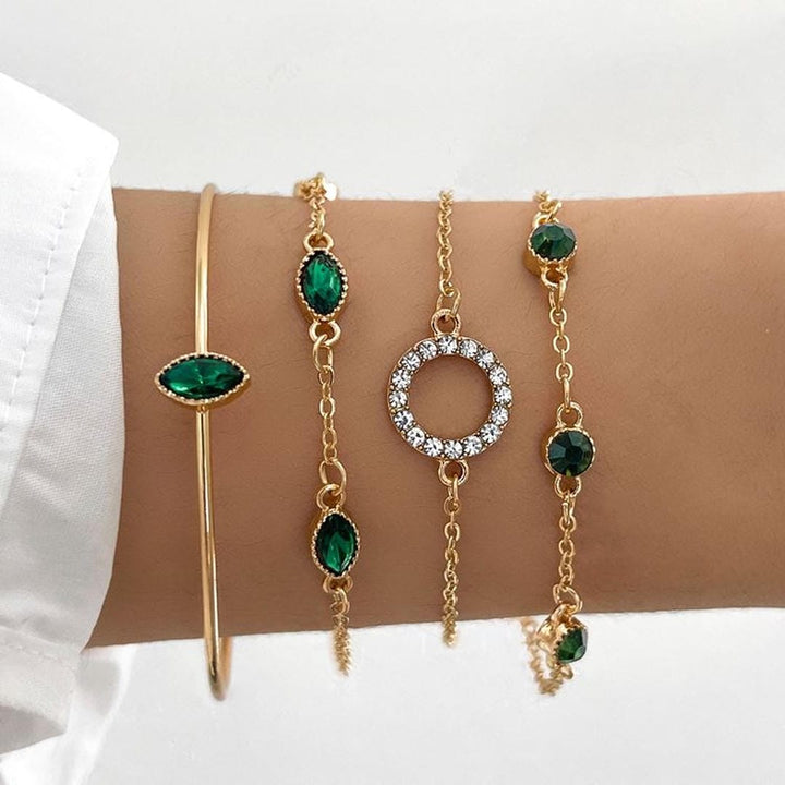 Ensemble de Bracelets en Or avec Cristaux Émeraude