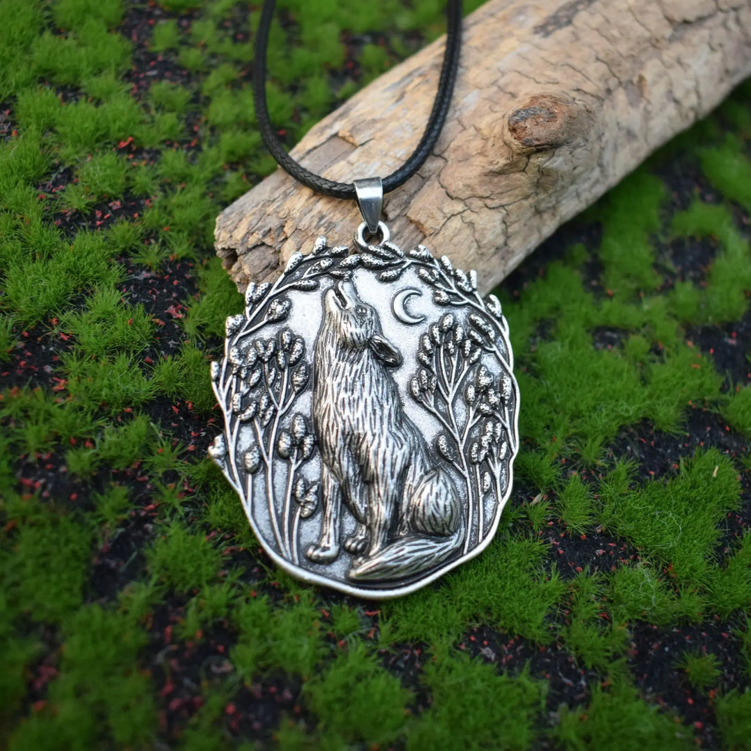Pendentif Loup Lune - Collier Esprit Animal