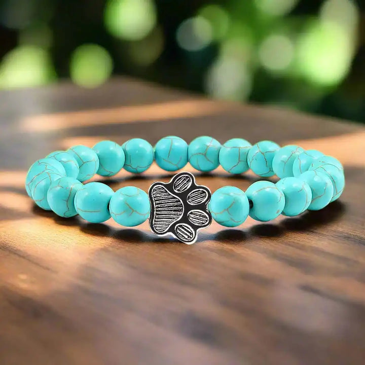 Bracelet Pattes Perlé en Pierre Naturelle Design