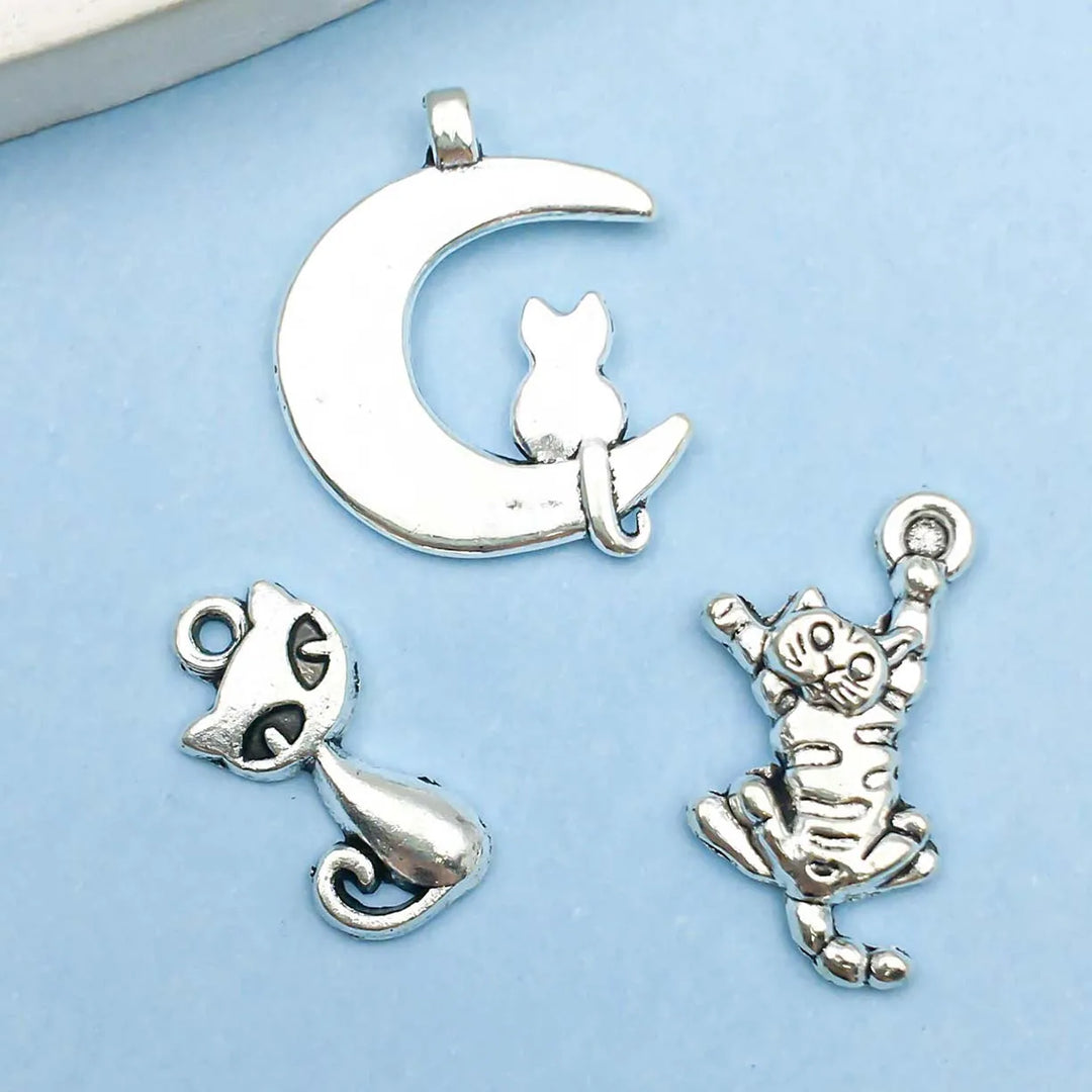 Collection de Charms en Argent Vintage sur le Thème des Chats