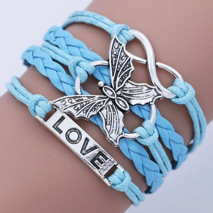 Bracelet en Cuir Vintage Papillon Amour