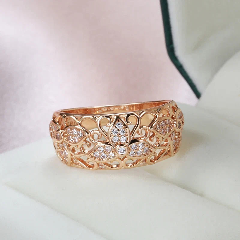 Bague Florale en Zirconium de Luxe