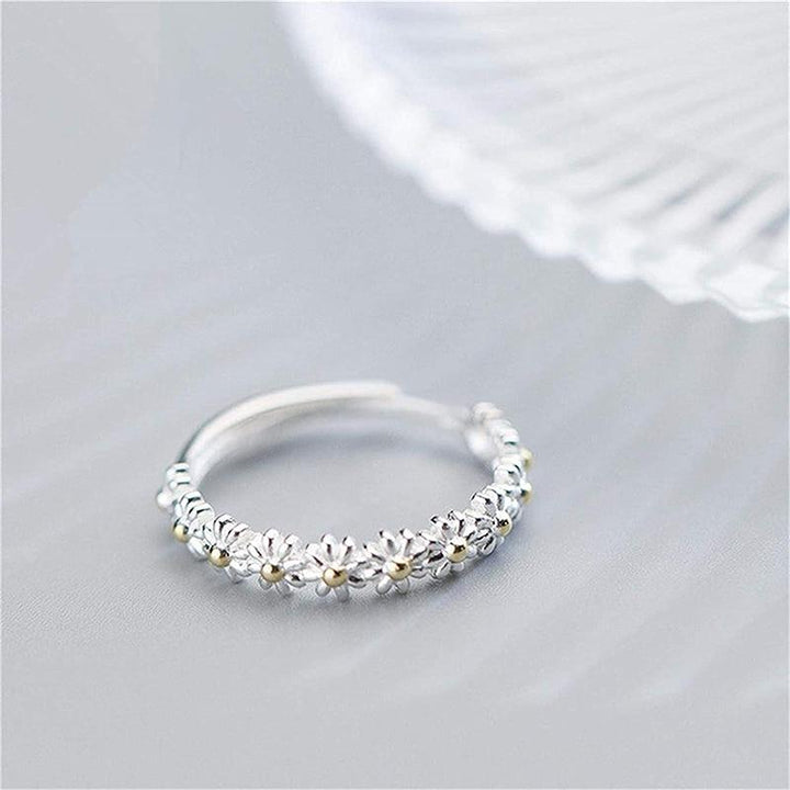 Silver Daisy Ring with Enamel