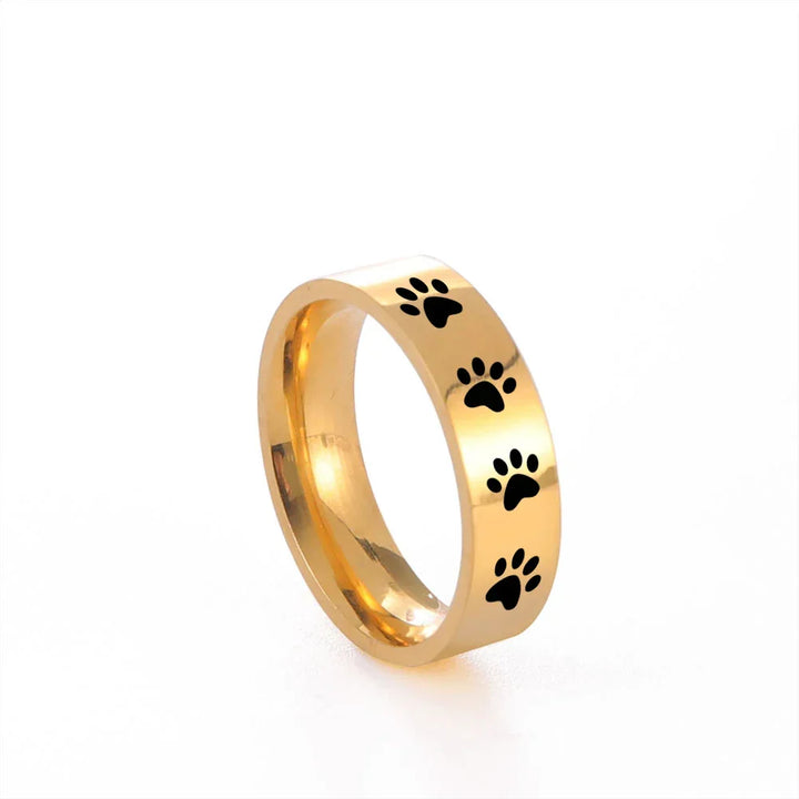 Bague artisanale en acier inoxydable avec empreinte de patte