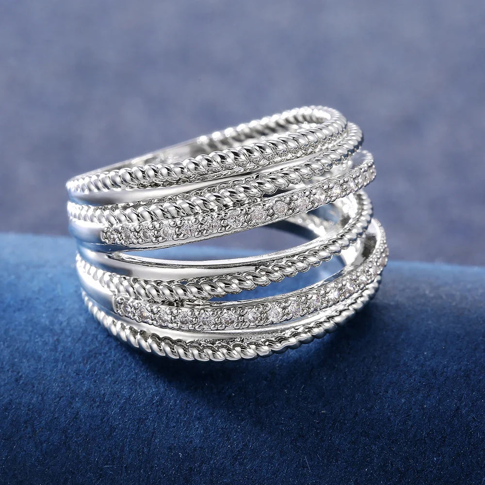 Bague Déclaration en Cristaux Entrelacés