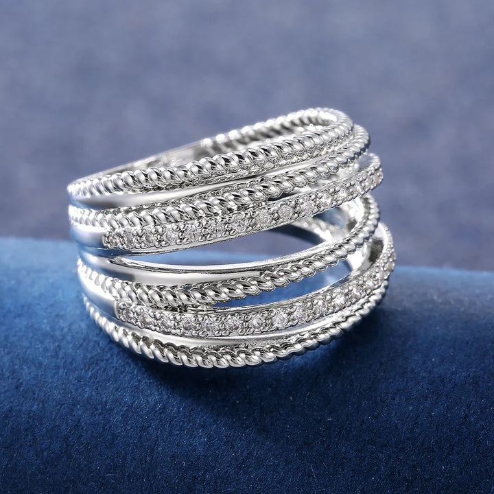 Bague Déclaration en Cristaux Entrelacés