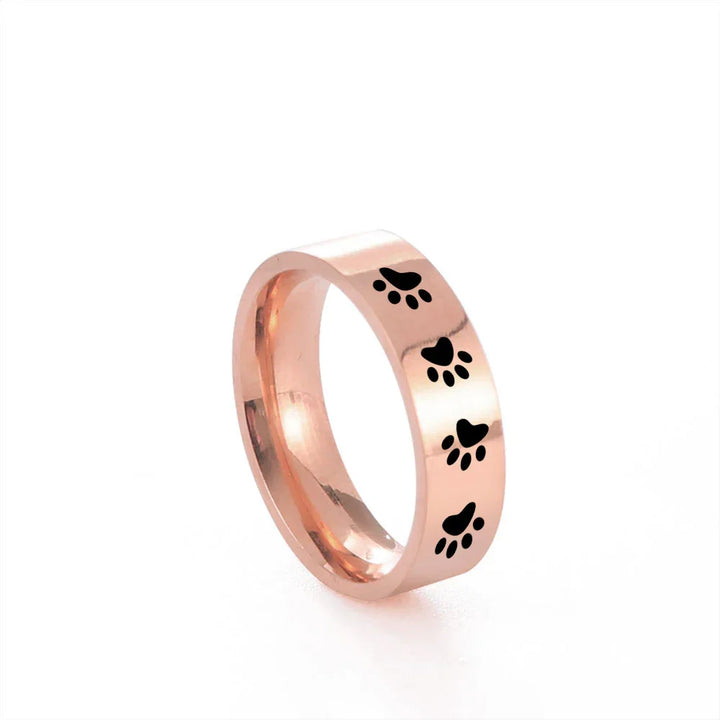 Bague artisanale en acier inoxydable avec empreinte de patte