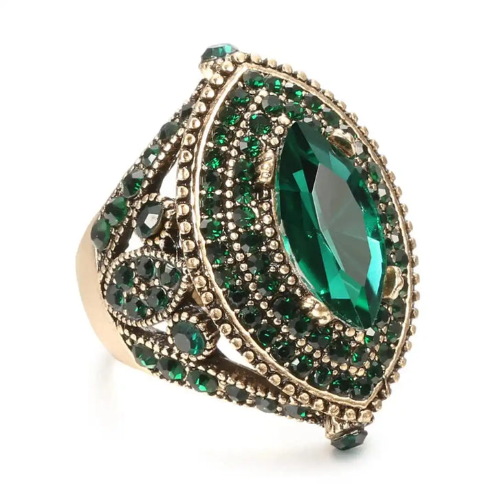 Bague Vintage en Cristal Marquis Doré