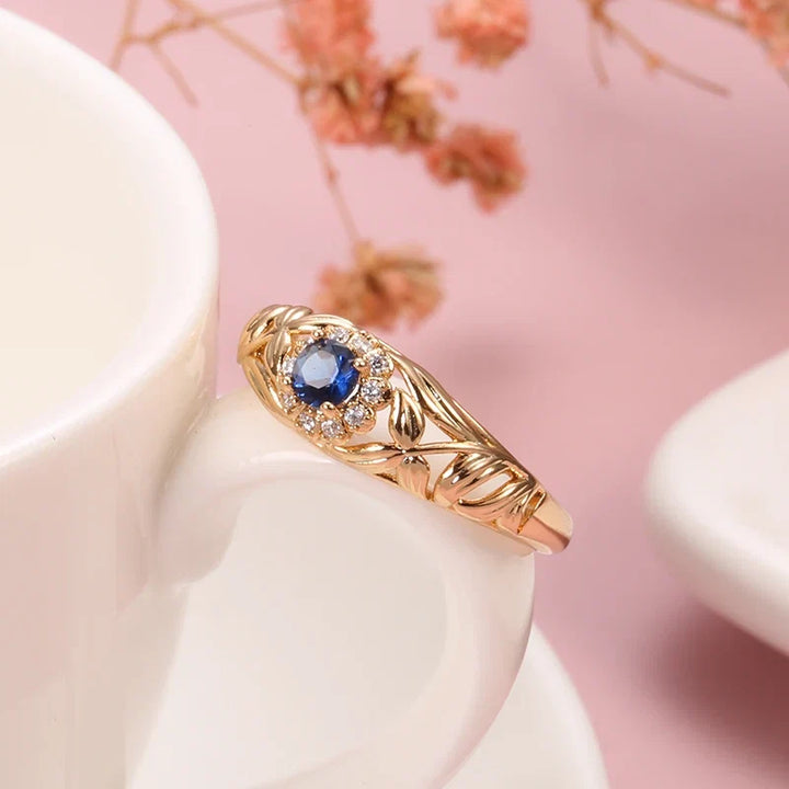 Bague Élégante en Or Rose avec Saphir