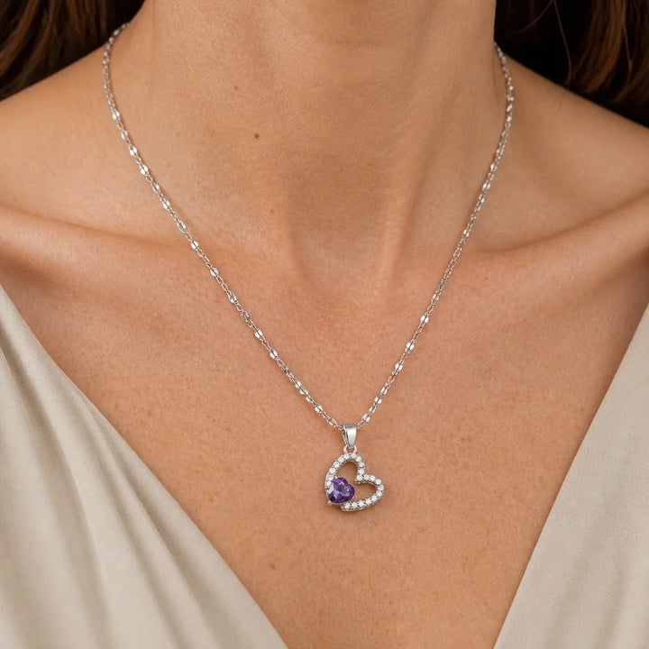 Heart-Shaped Zirconia Pendant Necklace