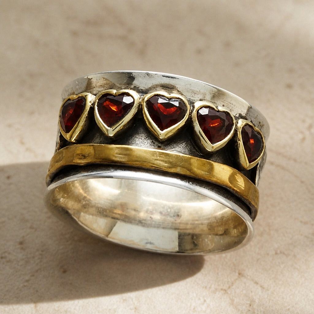 Bague Bicolore en Zirconia en Forme de Cœur