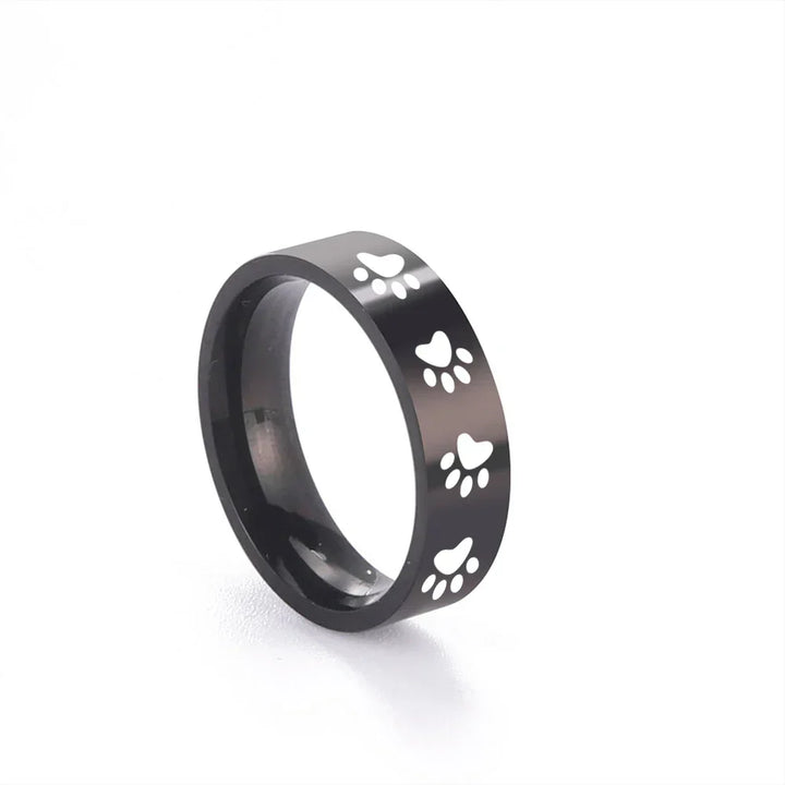 Bague artisanale en acier inoxydable avec empreinte de patte