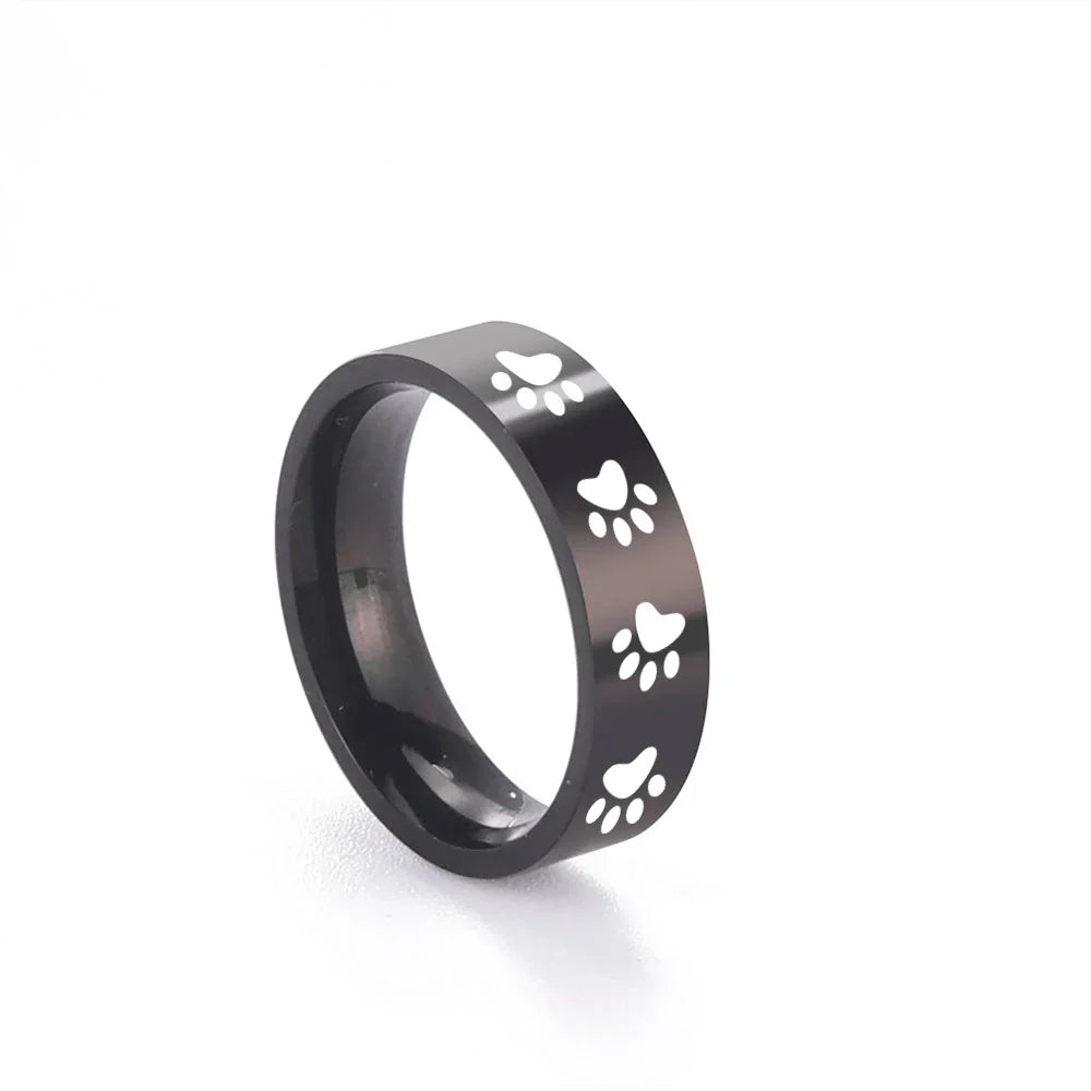 Handcrafted Paw Print Ring in Stainless Steel