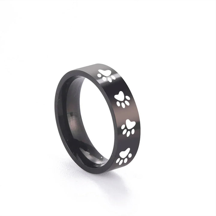 Handcrafted Paw Print Ring in Stainless Steel