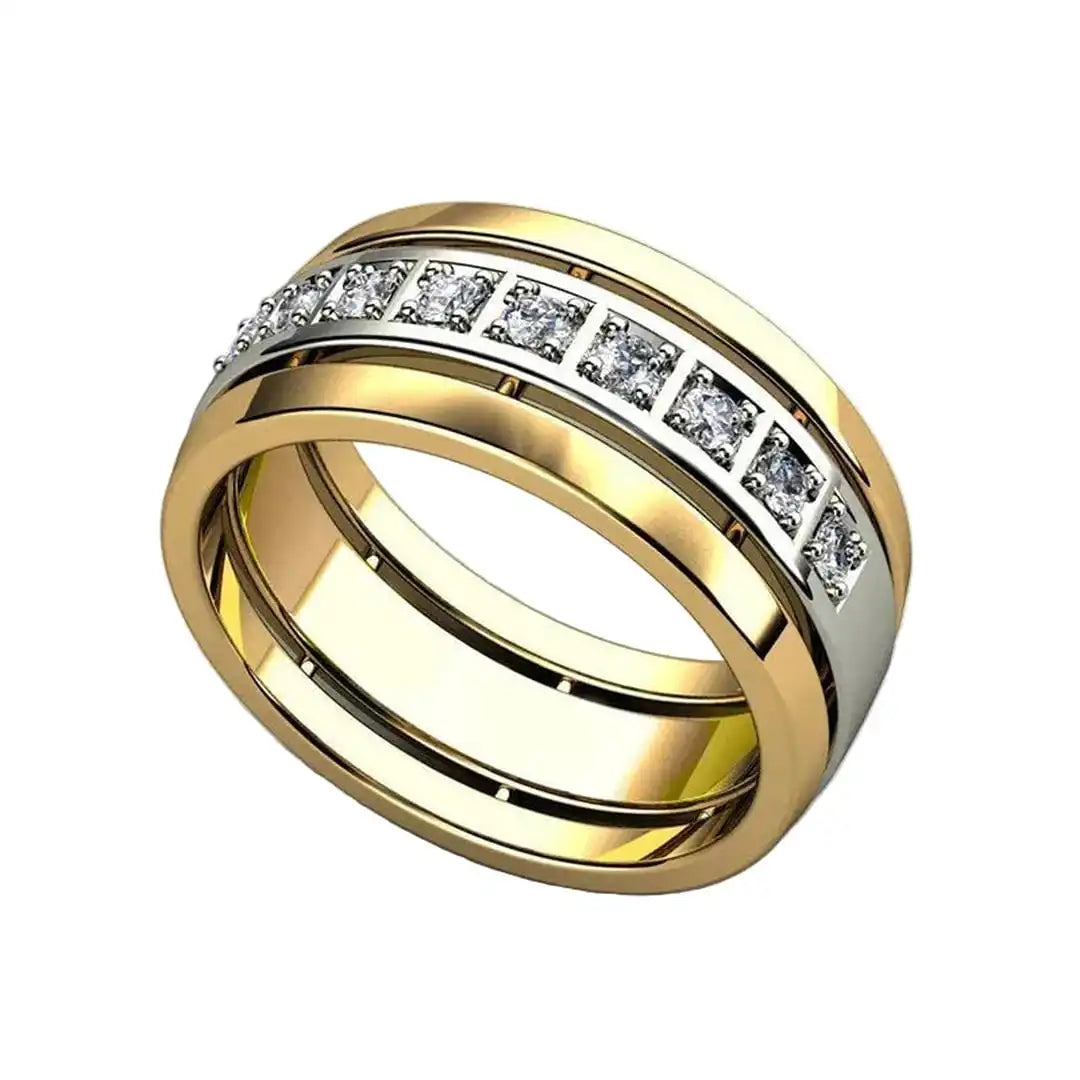 Bague Bicolore en Zircon Cubique et Or