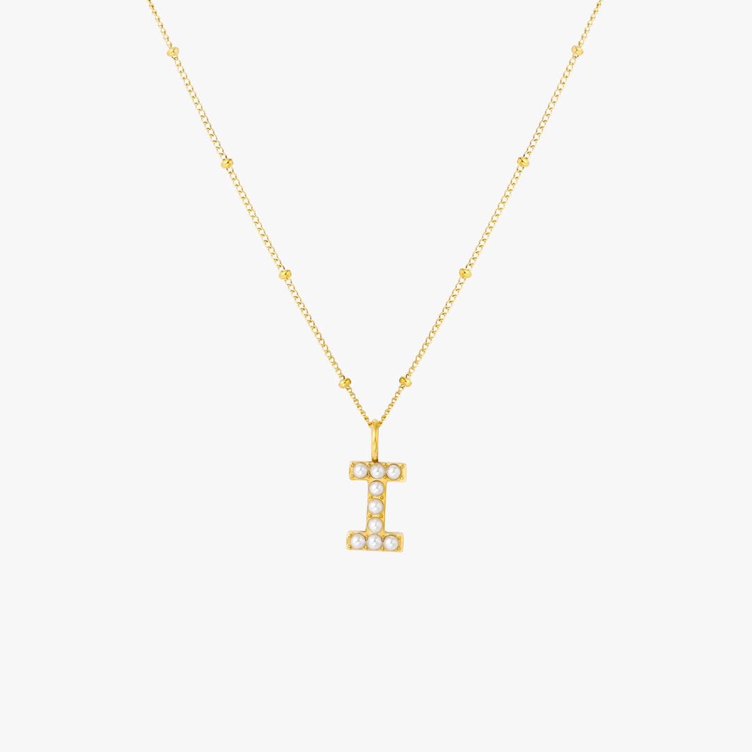 Collier Pendentif Initial en Perles