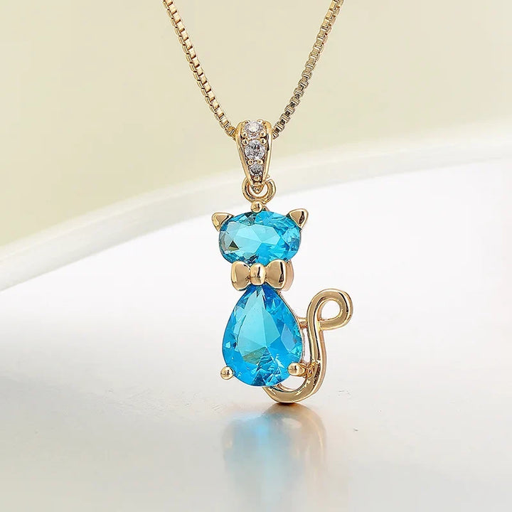 Collier Pendentif en Cristal Chat