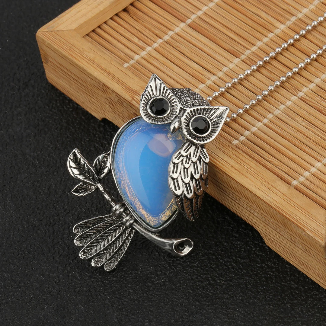 Pendentif en cristal de chouette sage