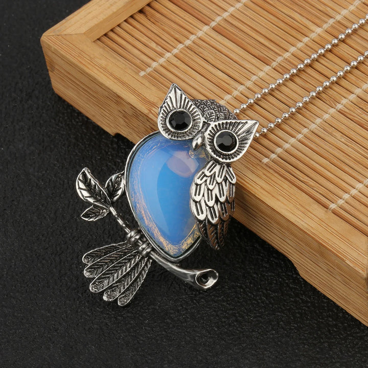 Pendentif en cristal de chouette sage