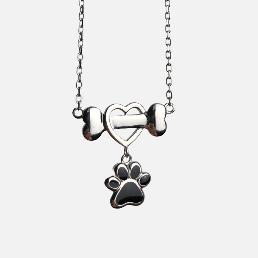 Collier Élégant en Acier Inoxydable en Forme de Patte de Chien