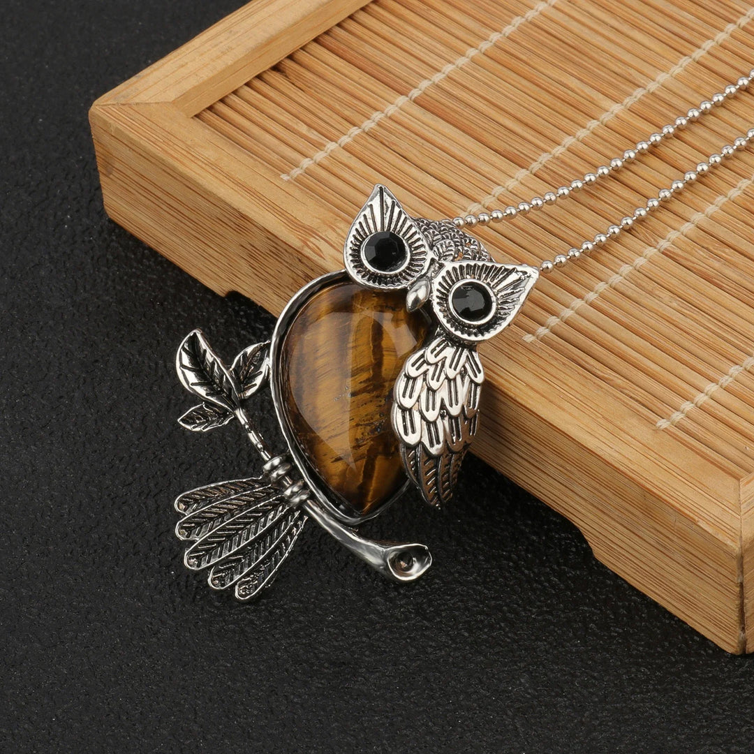 Pendentif en cristal de chouette sage