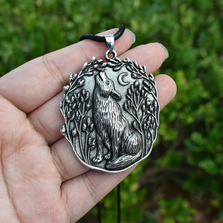 Pendentif Loup Lune - Collier Esprit Animal