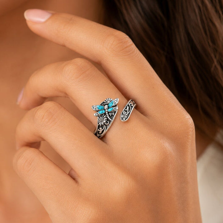 Bague Libellule Tournesol en Turquoise