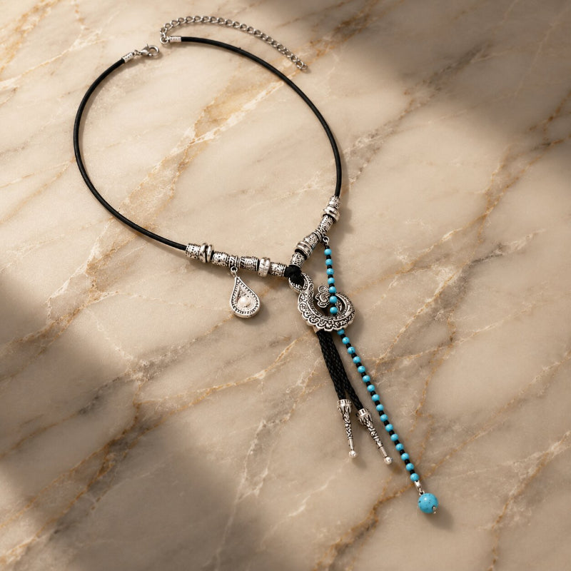 Collier Pendentif en Turquoise Majestueuse