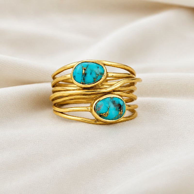 Bague en Or et Turquoise enroulée