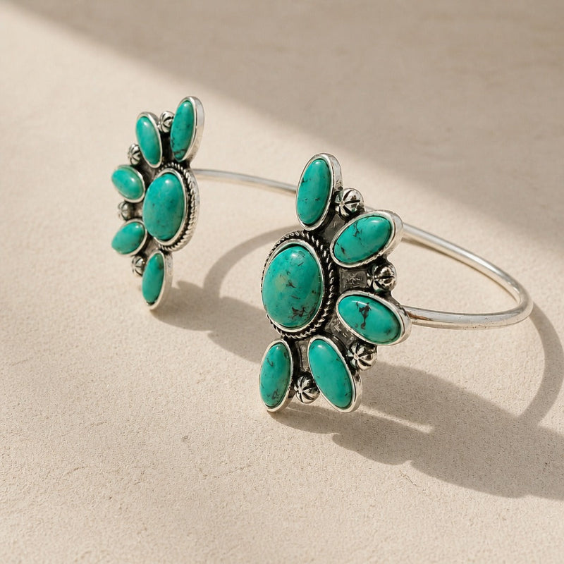 Bracelet Manchette en Turquoise Incrustée