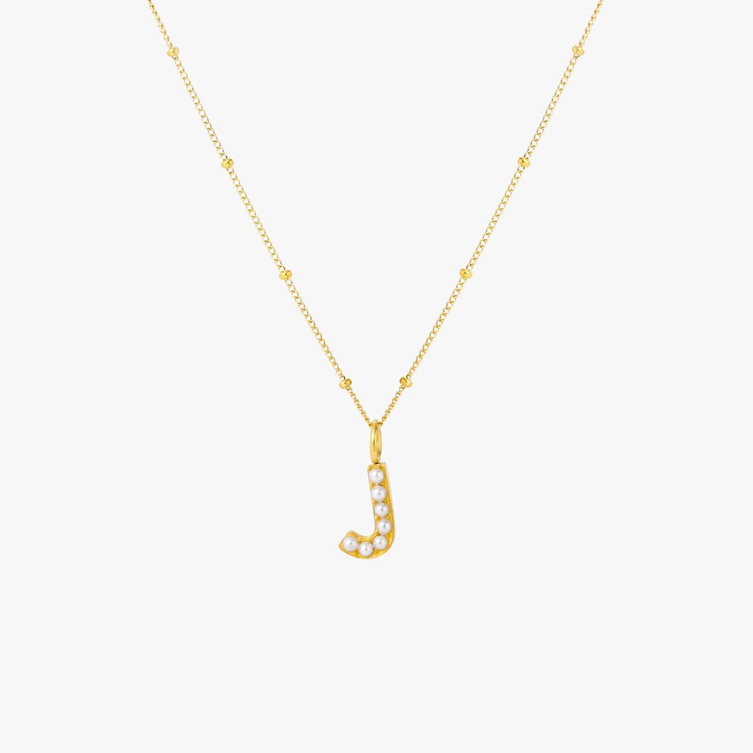 Collier Pendentif Initial en Perles