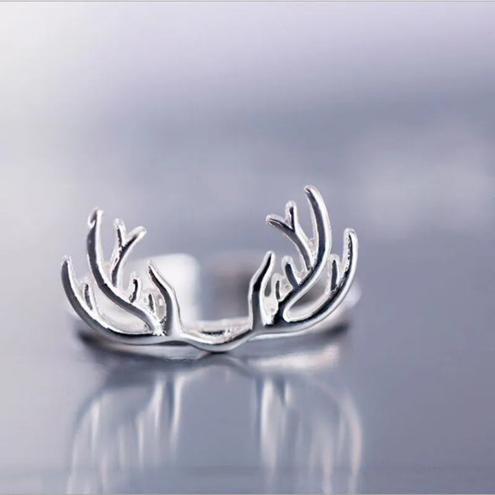 Bague en argent sterling ornée de bois de cerf