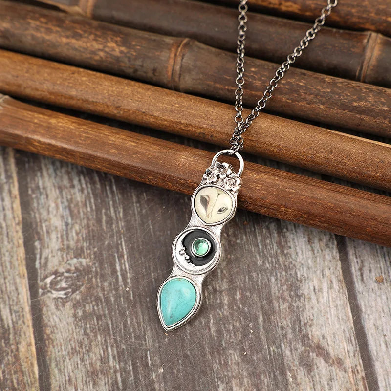 Collier Bar Hibou Turquoise Sagesse