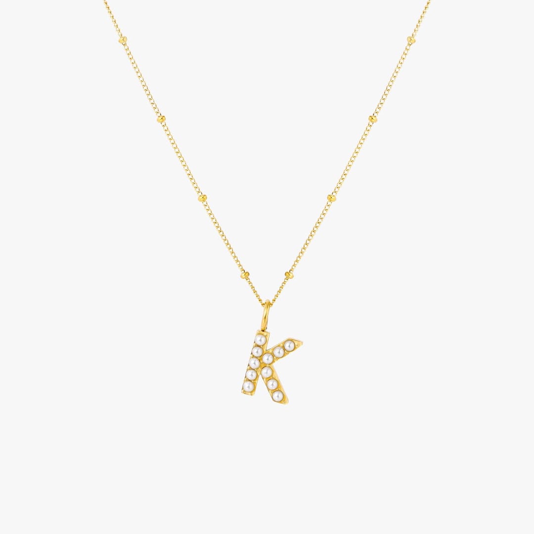 Collier Pendentif Initial en Perles