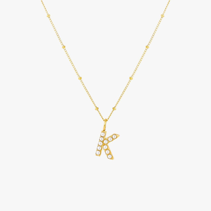 Collier Pendentif Initial en Perles