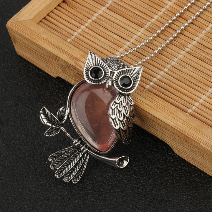 Pendentif en cristal de chouette sage