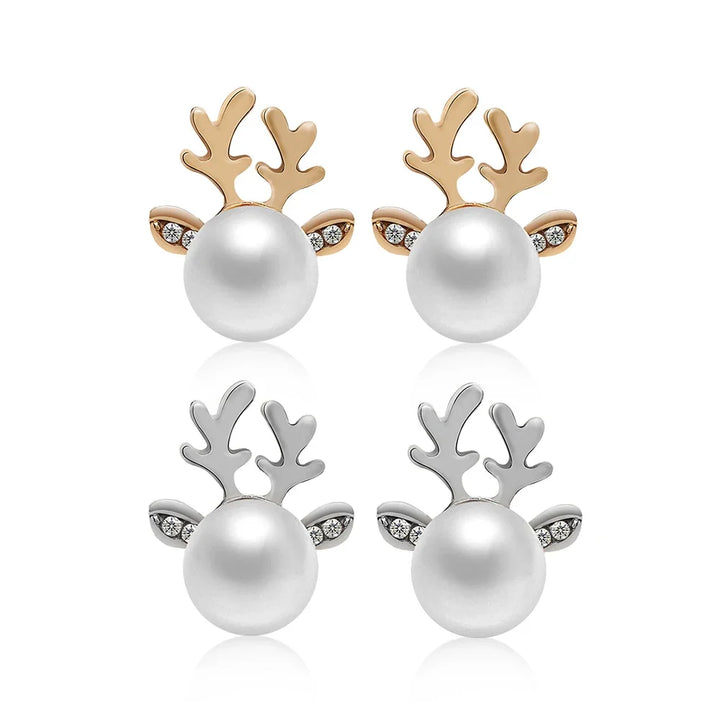 Christmas Reindeer Pearl Earrings