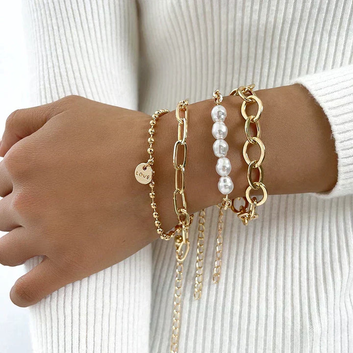 Ensembles de Bracelets en Perles Dorées
